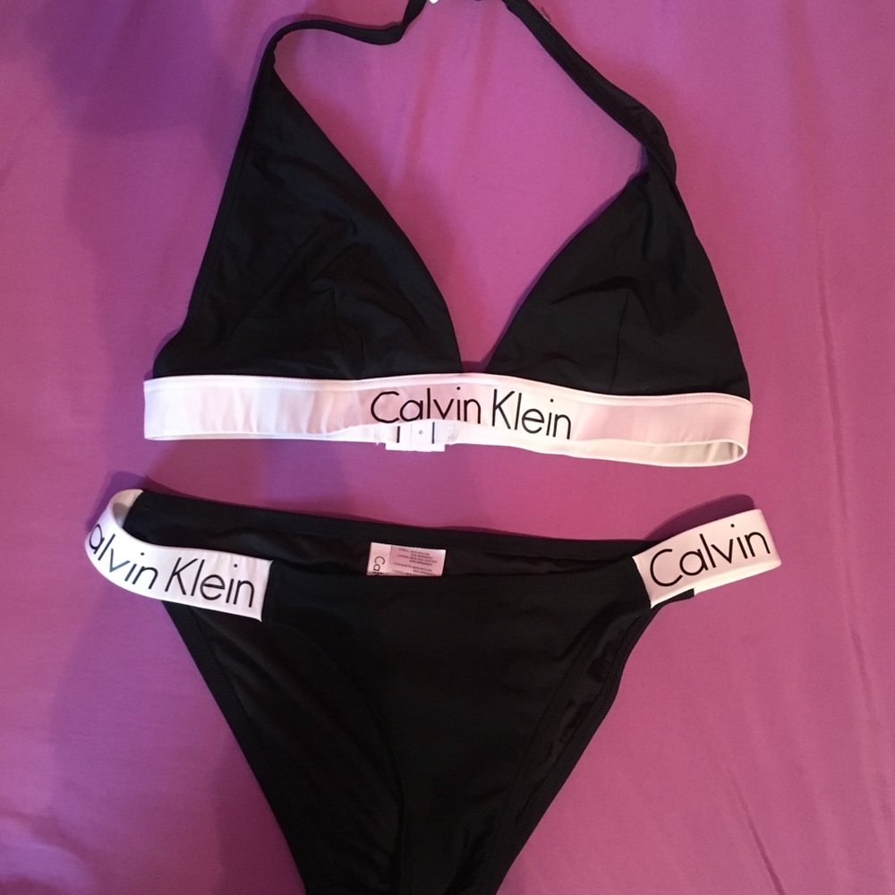 Calvin Klein Logo Black and White Bikini
